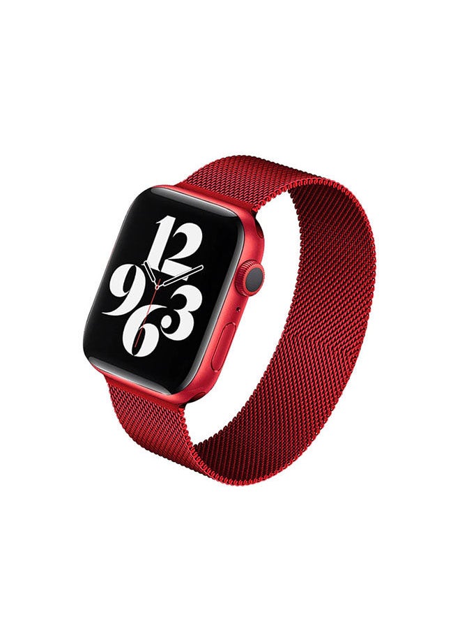 O Ozone - Milanese Loop Strap For Apple Watch Series 10 | Ultra 2 | 8 Ultra | 9 | 8 | 7 | 6, 49/46/45/44/42mm, Stainless Steel Double Mesh Wristbands - Red - Image 1
