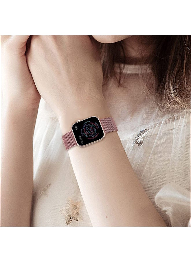 O Ozone - Milanese Loop Strap For Apple Watch Series 10 | Ultra 2 | 8 Ultra | 9 | 8 | 7 | 6, 49/46/45/44/42mm, Stainless Steel Double Mesh Wristbands - Red - Image 1