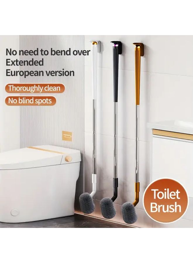 High-Grade Suspension Suction White Long Handle Wall Mounted Toilet Brush 35.4 Inch Extended Version No Bend Design Replaceable Soft Head Efficient Cleaning for Home Bathroom Cleaning Services Single Brush Head Basic Set - Image 1