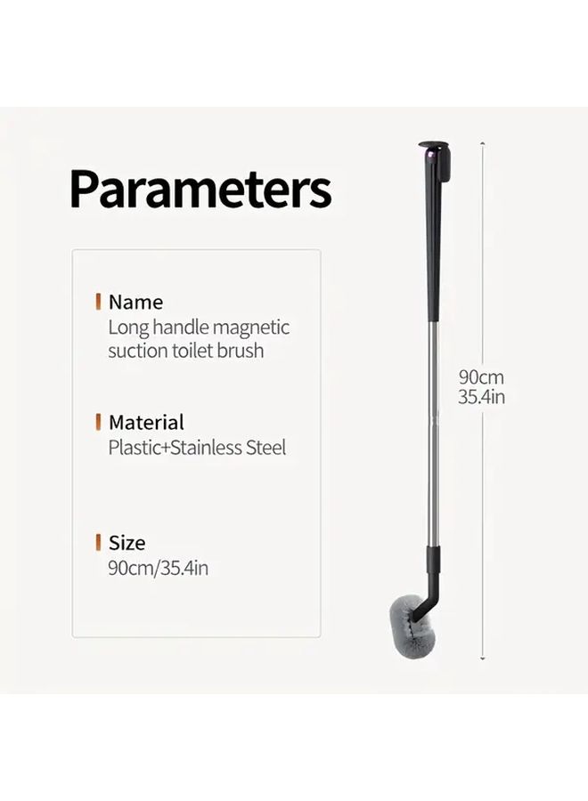 High-Grade Suspension Suction White Long Handle Wall Mounted Toilet Brush 35.4 Inch Extended Version No Bend Design Replaceable Soft Head Efficient Cleaning for Home Bathroom Cleaning Services Single Brush Head Basic Set - Image 5