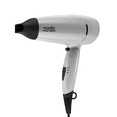 IKONIC 1800 Pro Hair Dryer Grey 2-Speed Temperature Settings with Cool Shot One Nozzle for Concentrated Airflow Spiral Device Cable Folding Design Travel Friendly, 1800Watt All Hair Type - Image 1