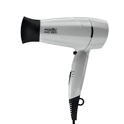 IKONIC 1800 Pro Hair Dryer Grey 2-Speed Temperature Settings with Cool Shot One Nozzle for Concentrated Airflow Spiral Device Cable Folding Design Travel Friendly, 1800Watt All Hair Type - Image 2