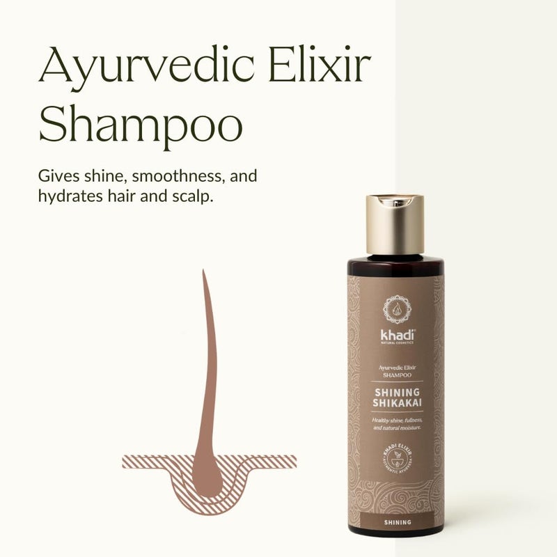 khadi SHINING SHIKAKAI Ayurvedic Shampoo â€“ Protectively smoothes the hair structure â€“ Shine & moisture â€“ 100% natural & silicone-free â€“ 6.7 fl oz - Image 2