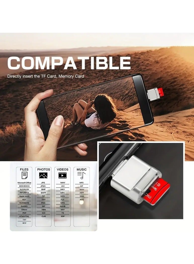 The Card Reader Supports High-Speed Tf/MicroSD Card Reading, Suitable for iPhone iPad Sd Card Reader, Suitable for iPhone 14/13/12/Pro Max/11/X/Xr/8 Storage Card Reading, Supports Ios 14 15 16 17 System - Image 2