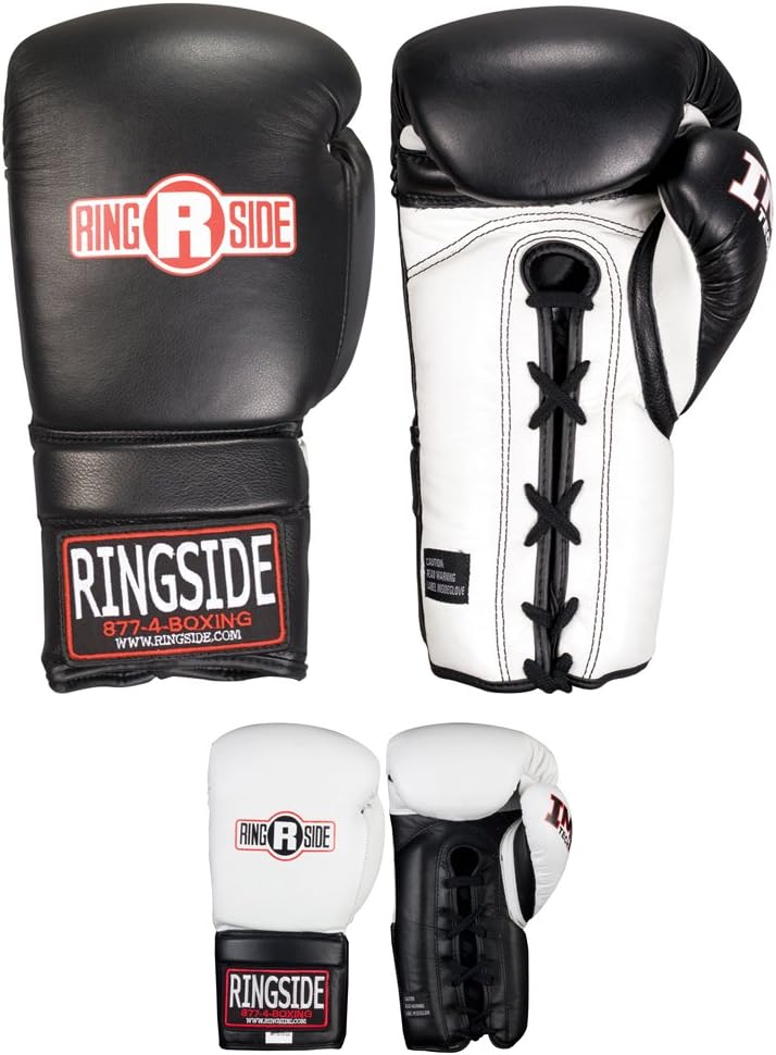 Ringside IMF Tech Lace-Up Sparring Boxing Gloves - Black, 14-Ounce - Image 3