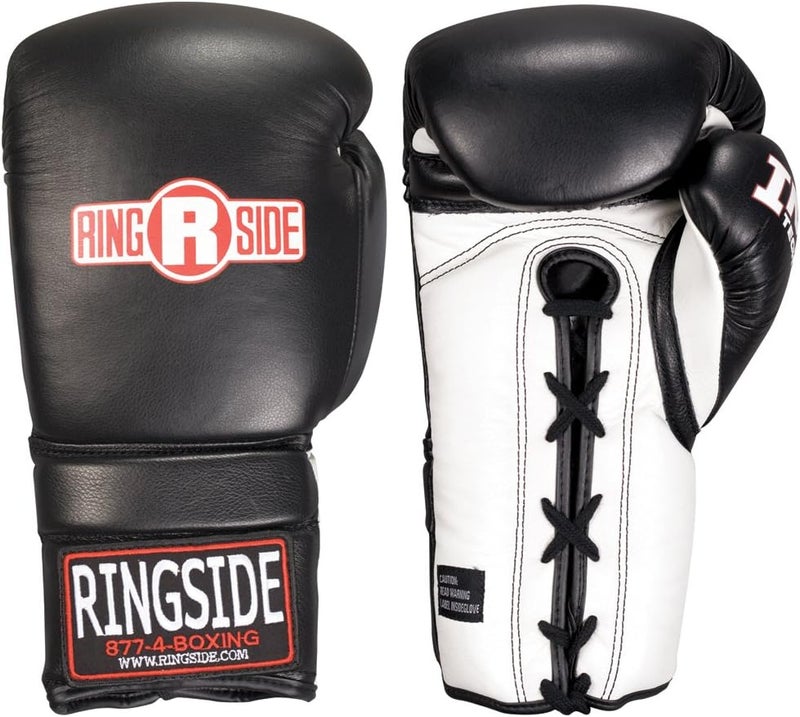 Ringside IMF Tech Lace-Up Sparring Boxing Gloves - Black, 14-Ounce - Image 1