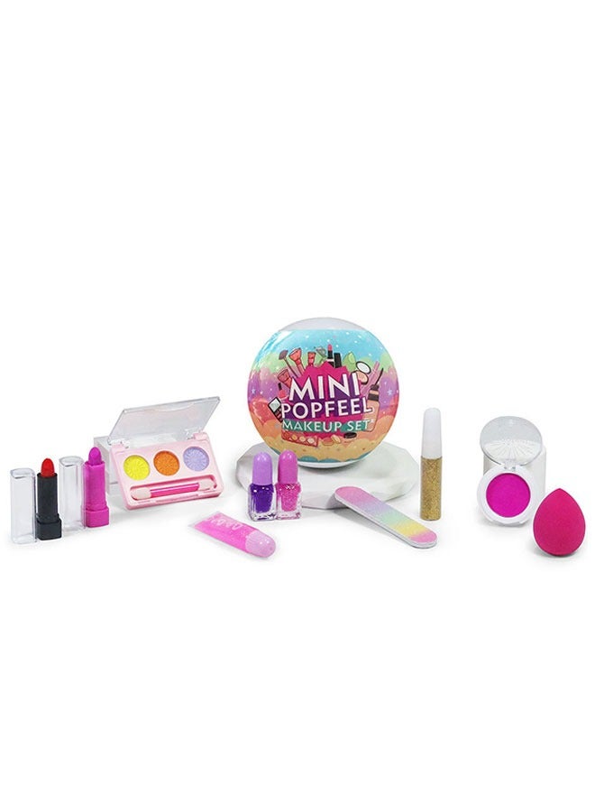 بوب فيل مجموعة مكياج صغيرة متكاملة، أحمر شفاه + طلاء أظافر + أحمر خدود + بودرة مع علبة بيض محمولة - Image 4