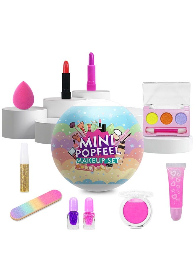 بوب فيل مجموعة مكياج صغيرة متكاملة، أحمر شفاه + طلاء أظافر + أحمر خدود + بودرة مع علبة بيض محمولة - Image 2