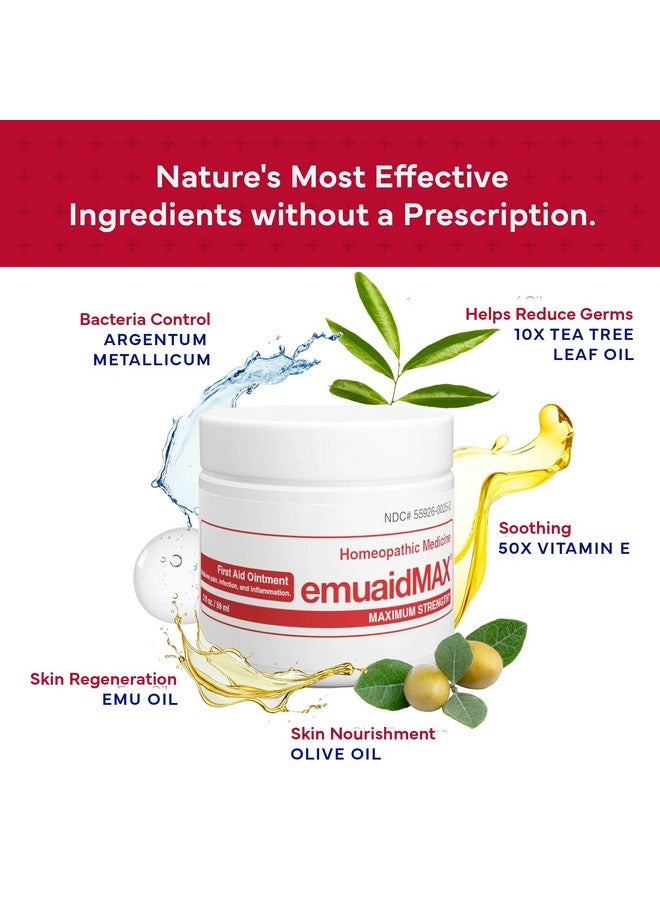 emuaid EMUAIDMAX Ointment for Itchy Skin, Maximum Strength Treatment for Athlete's Foot, Psoriasis, Jock Itch, Rash, Eczema, Cold Sores, Blisters, and Yeast Infection, 2oz - Image 3