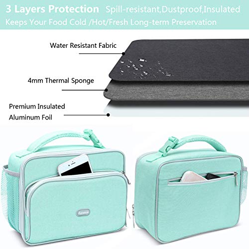Amersun Kids Lunch Box, Insulated School Lunch Bag with Padded Liner Keep Food Warm Cold for Long Time,Water-resistant Thermal Travel Office Lunch Cooler for Girls Boy-2 Pocket,Light Blue - Image 5