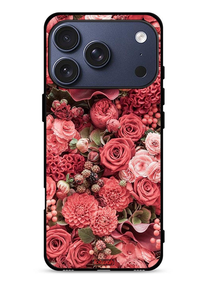 Tolwak Apple iPhone 17 Pro Protective Case Cover Peach Roses - Image 1