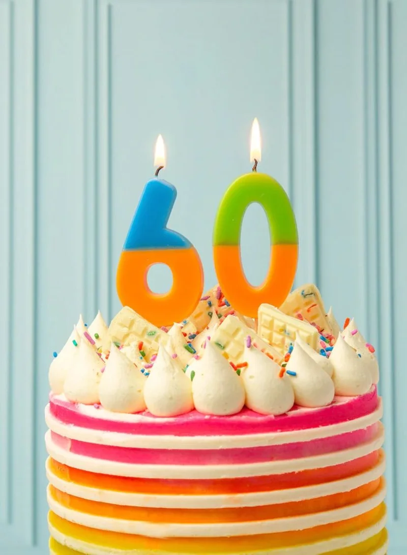 Talking Tables Orange and Green Birthday Number Candle - 0