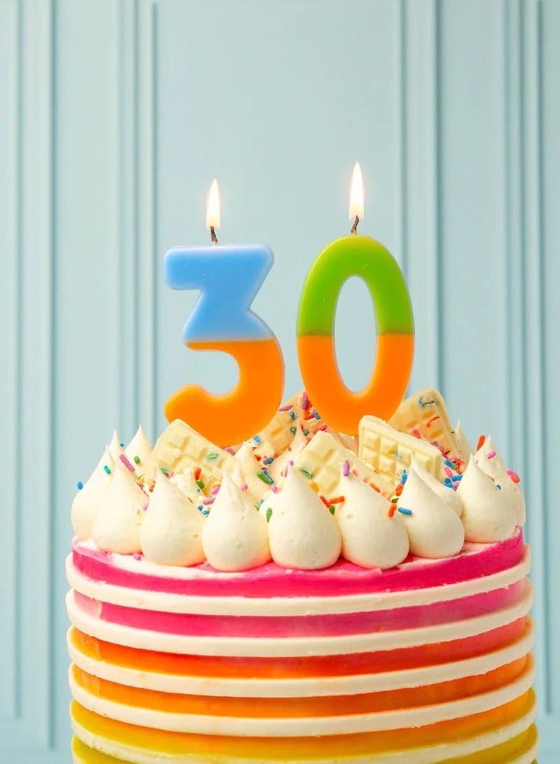 توكينج تيبلز شمعة عيد ميلاد رقم 0 برتقالي وأخضر - Image 3