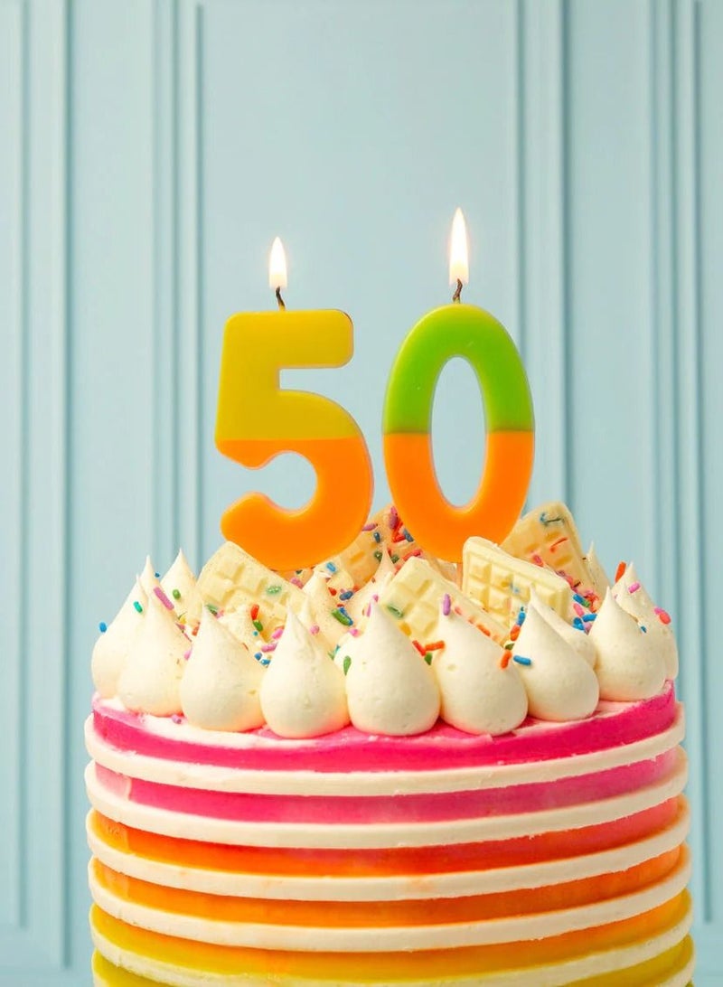 توكينج تيبلز شمعة عيد ميلاد رقم 0 برتقالي وأخضر - Image 4