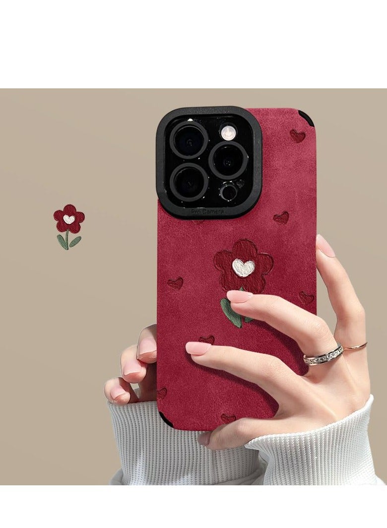 NIBEMINENT Love Red Flower Protective TPU Case Cover For iPhone 17, Pink