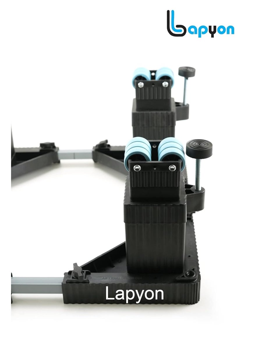 Lapyon - Lapyon Good Height 8 Inch from Ground Addustable 24 Wheel Heavy Duty FrontTop Load Fully Automatic Washing Machine Stand Fridge Trolley Stand Metal and PlasticMin 36cmx36cmMax 76cmx76cm - Image 1