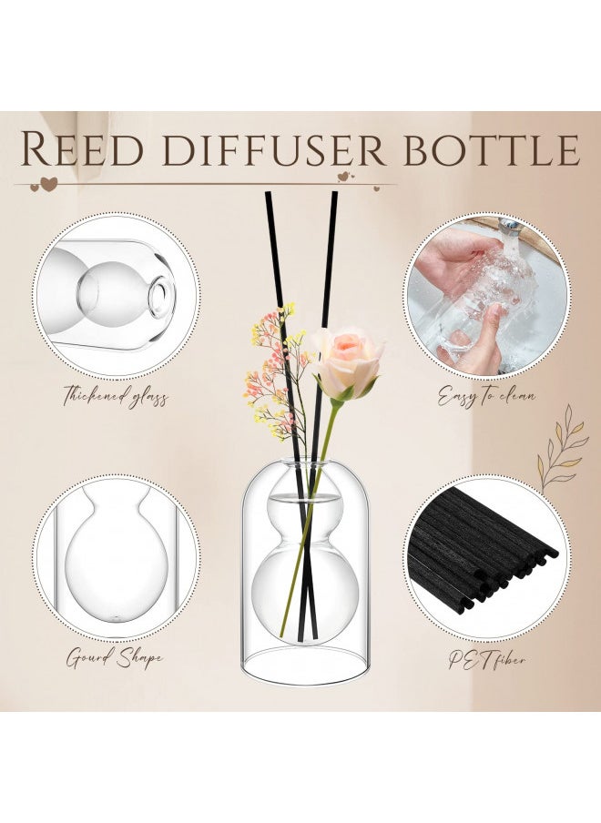 Norme - 4 Pcs Gourd Aromatherapy Glass Reed Diffuser Bottle Empty Refillable Glass with 25 Pcs Black Reed Sticks 2 Sizes Reed Diffuser Fragrance Sticks for Oil Fragrance DIY Crafts Decor - Image 1