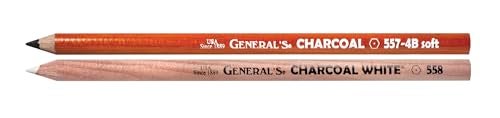 GENERAL'S Charcoal Pencil Set (557BP), 3 Black Charcoal (2B, 4B, 6B),1 White Pencil, Kneaded Eraser, Pre Sharpened, Incense Cedar Wood, 0.15 lb, Made in USA - Image 4
