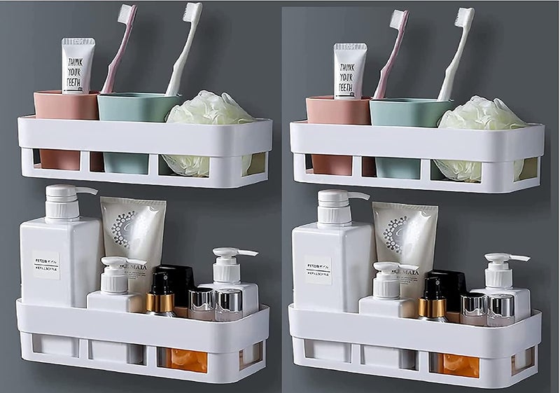 HETARMI ENTERPRISE Hetarmi Plastic Kitchen Bathroom Shelf SelfAdhesive Sticker Hooks Multipurpose Wall Holder Storage Box - Image 1