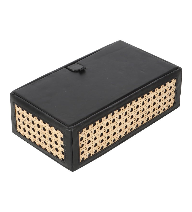 AKWAY Rattn Tissue Box Holder, Paper Napkin Holder, Cane Tissue Dispenser for Home, Cane Tissue Box for Bathroom, Bedroom, Office, Restaurant and Car Decoration- Rectangle Shape(Black) - Image 5