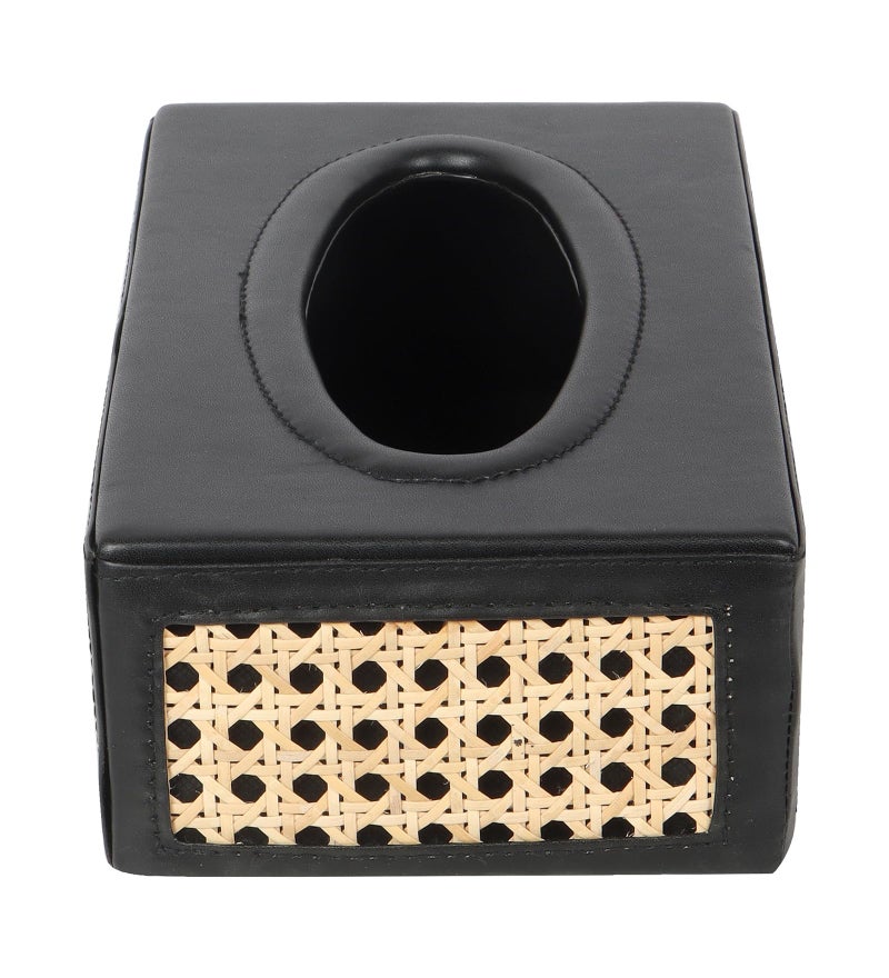 AKWAY Rattn Tissue Box Holder, Paper Napkin Holder, Cane Tissue Dispenser for Home, Cane Tissue Box for Bathroom, Bedroom, Office, Restaurant and Car Decoration- Rectangle Shape(Black) - Image 4