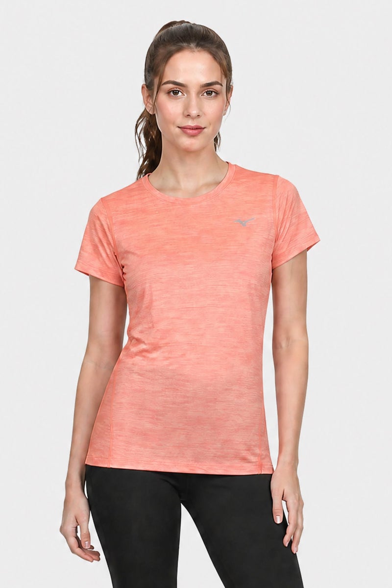 Mizuno Women Sportswear Fit Short Sleeve Training T-Shirt, Coral - Image 1