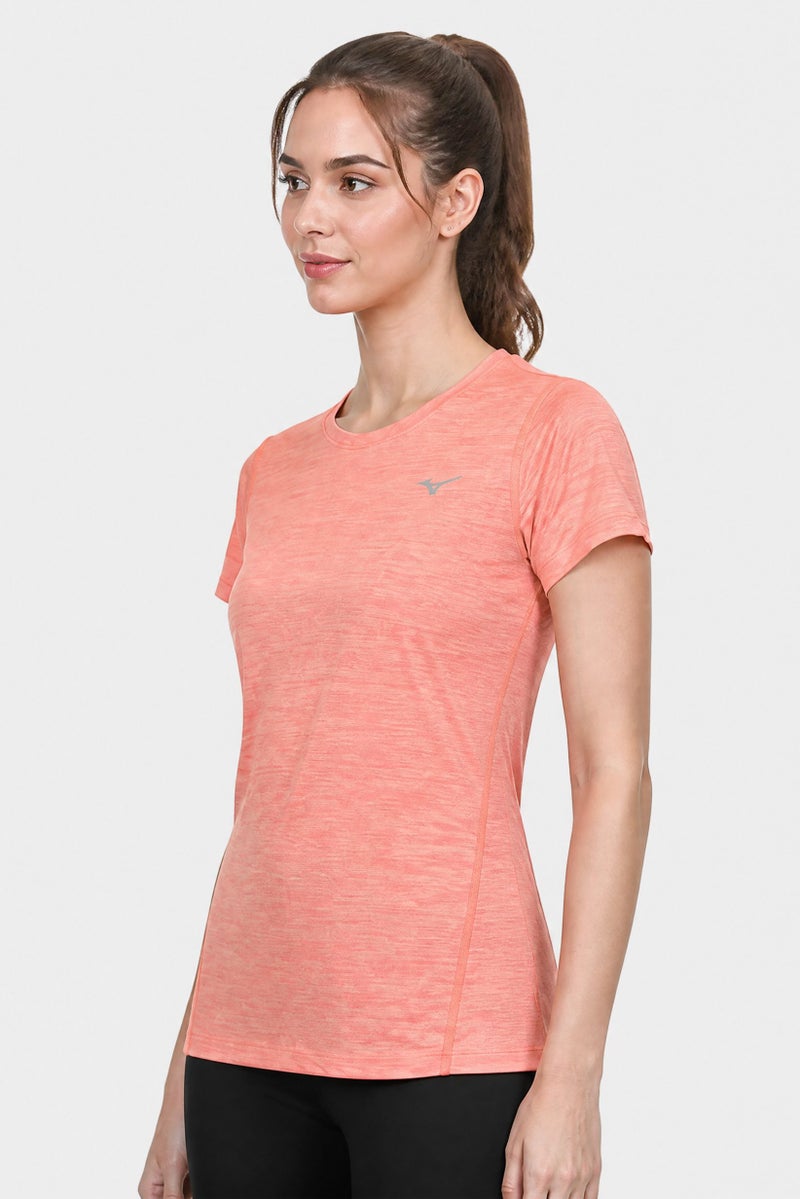 Mizuno Women Sportswear Fit Short Sleeve Training T-Shirt, Coral - Image 3