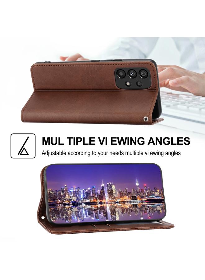 اس-توب جراب لهاتف Samsung Galaxy A53 5G، جراب هاتف جلدي بقفل مغناطيسي، بتصميم شبكي مكعب من جلد العجل - Image 5