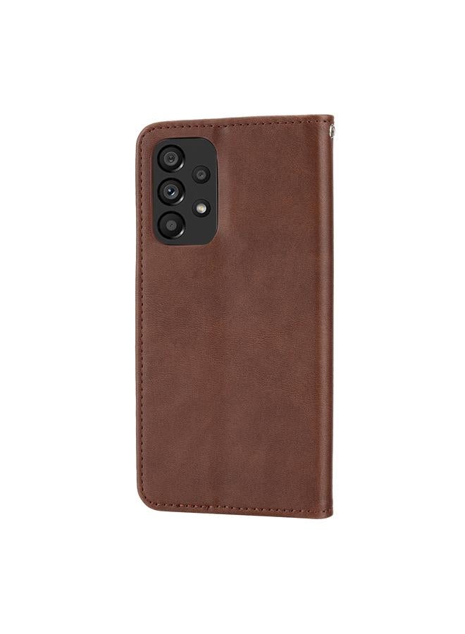 اس-توب جراب لهاتف Samsung Galaxy A53 5G، جراب هاتف جلدي بقفل مغناطيسي، بتصميم شبكي مكعب من جلد العجل - Image 3