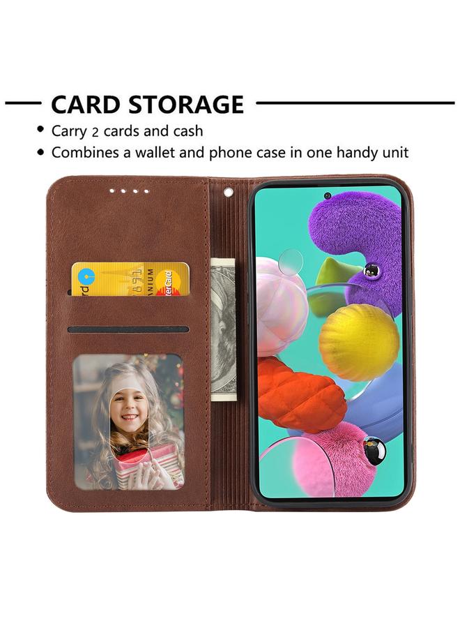 اس-توب جراب لهاتف Samsung Galaxy A53 5G، جراب هاتف جلدي بقفل مغناطيسي، بتصميم شبكي مكعب من جلد العجل - Image 4