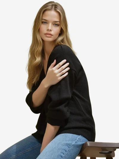 HICCUP Thick Knit V-neck Sweater