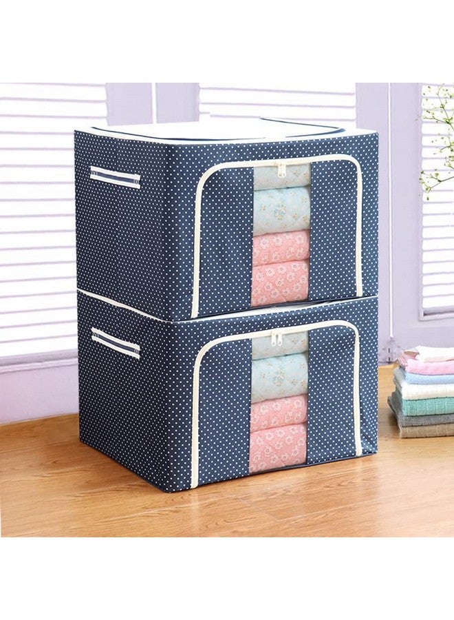 JHEPCOIN Fabric Rectangular Collapsible Foldable Box Wardrobe Storage Organizer Bag with Steel Frame - Pack of 2 (Multicolor, 66L) - Image 1