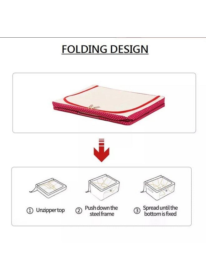 JHEPCOIN Fabric Rectangular Collapsible Foldable Box Wardrobe Storage Organizer Bag with Steel Frame - Pack of 2 (Multicolor, 66L) - Image 4