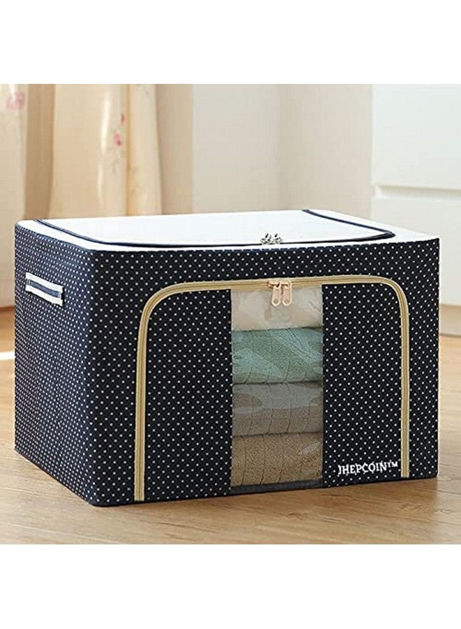JHEPCOIN Fabric Rectangular Collapsible Foldable Box Wardrobe Storage Organizer Bag with Steel Frame - Pack of 2 (Multicolor, 66L) - Image 5
