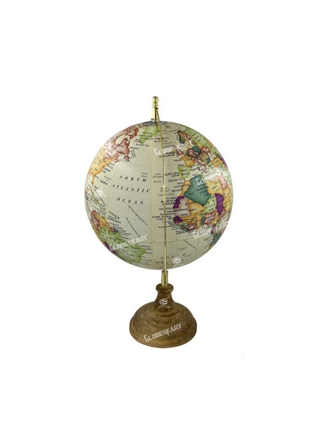 Globeskart Educational/Antique Globe with Brass Antique Arc and Wooden Base/World Globe/Home Decor/Office Decor/Gift Item / 8 inches (10 inches Cream) - Image 1