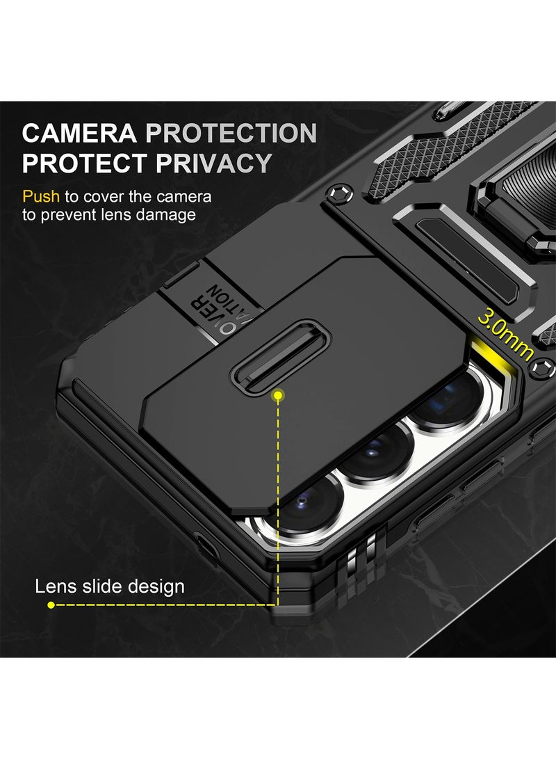 Adando [1+2] Case for Samsung Galaxy S26 Ultra with 2 Tempered Glass Screen Protector, Slide Camera Cover and Stand Kickstand Ring with Tempered, Corner Protection Anti-Scratch Shock Absorption Rugged Bumper Cover (Black) - Image 5
