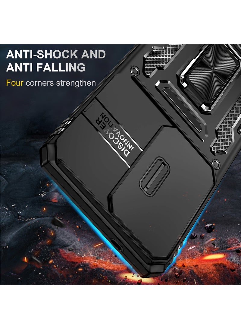 Adando [1+2] Case for Samsung Galaxy S26 Ultra with 2 Tempered Glass Screen Protector, Slide Camera Cover and Stand Kickstand Ring with Tempered, Corner Protection Anti-Scratch Shock Absorption Rugged Bumper Cover (Black) - Image 2