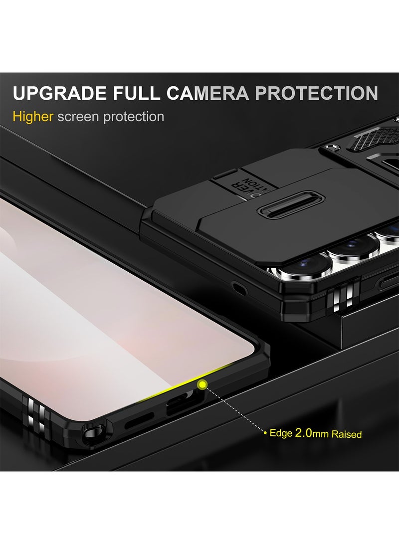 Adando [1+2] Case for Samsung Galaxy S26 Ultra with 2 Tempered Glass Screen Protector, Slide Camera Cover and Stand Kickstand Ring with Tempered, Corner Protection Anti-Scratch Shock Absorption Rugged Bumper Cover (Black) - Image 3