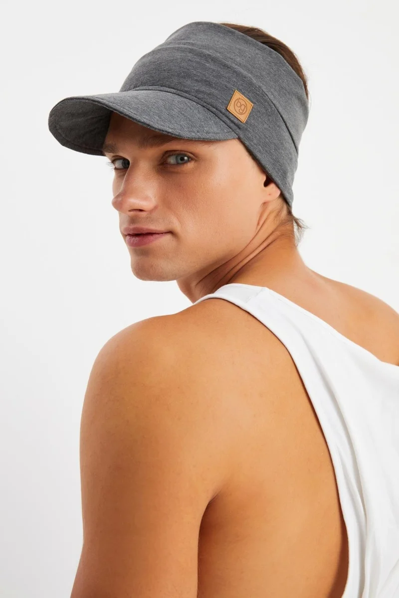 بوتيكجيز Smoked Men's UV Protected Cotton Combed Cotton Tennis Golf Style Visor Hat Visor-Sweatproof
