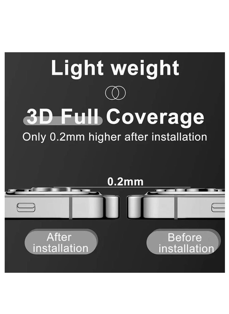 Raxoom Designed for iPhone 14 Pro Max / 14 Pro Camera Lens Protector, 3D Alloy Metal and Tempered Glass Camera Screen Protector, Full Coverage Protection (Black) - Image 3