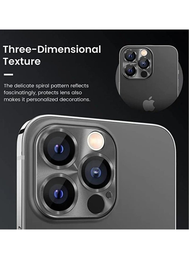 Raxoom Designed for iPhone 14 Pro Max / 14 Pro Camera Lens Protector, 3D Alloy Metal and Tempered Glass Camera Screen Protector, Full Coverage Protection (Black) - Image 2