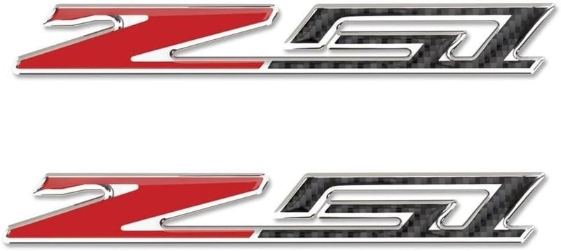 Aimoll 2Pc C7 Z51 Emblem Carbon Fiber 3D Badge Nameplate Sticker Decal Domed Replacement for Z51 (Silver Red) - Image 1