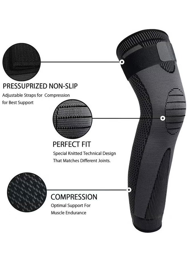 YJ Leg Compression Sleeve Full Leg 2 Pack Long Knee Brace for Men Women Knee Support Protector for Running,Weightlifting, Workout and other Sport - Image 2