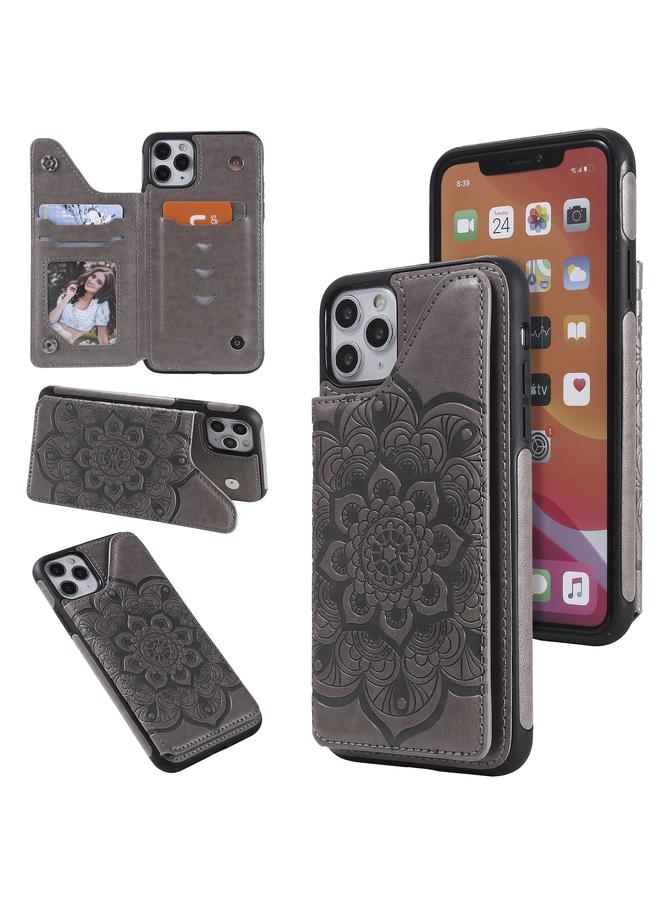 اس-توب جراب لهاتف iPhone 11 Pro Max بنقشة زهور، جراب واقٍ مقاوم للصدمات مع حامل وفتحات للبطاقات وإطار للصور - Image 1