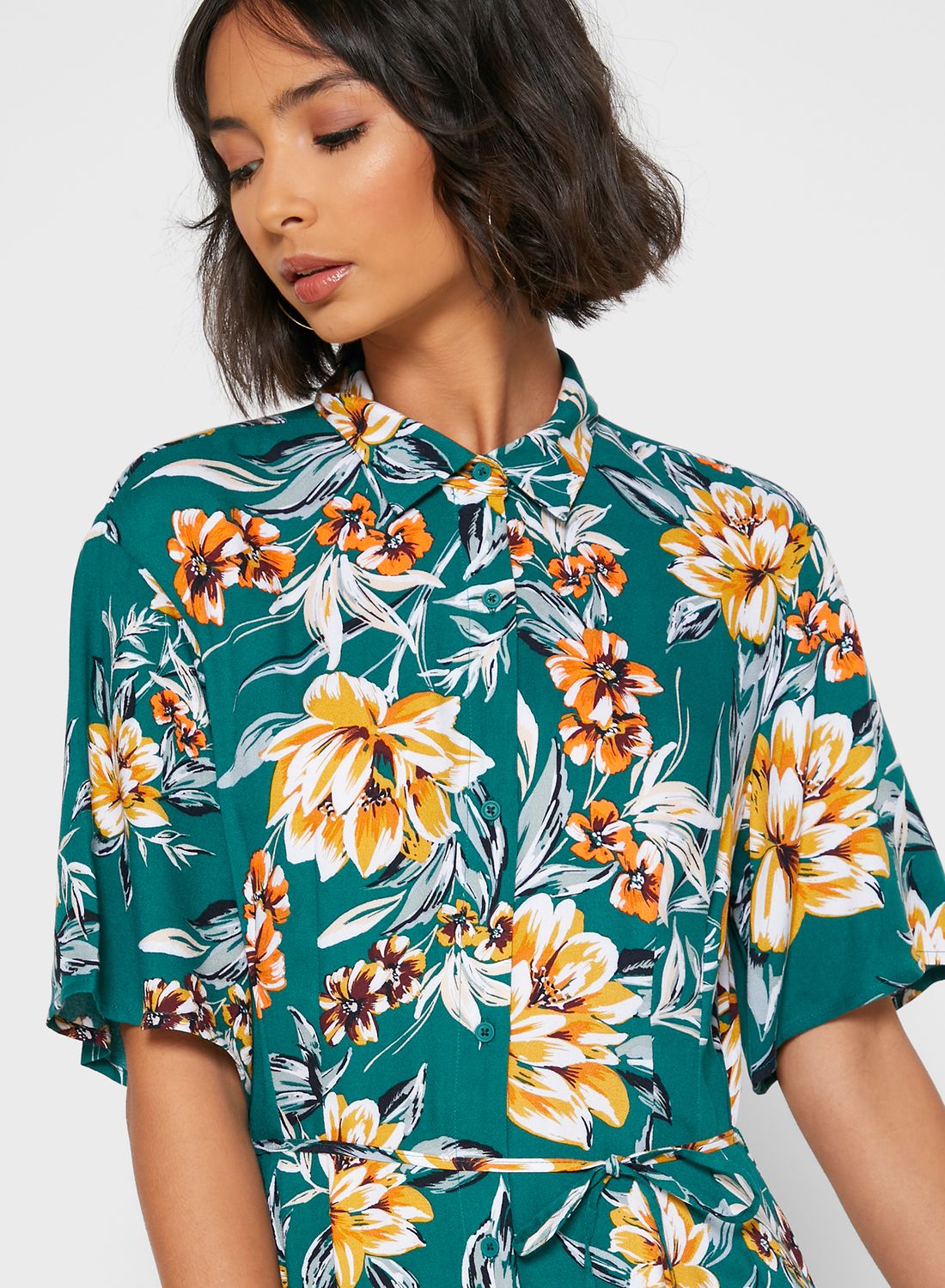 French Connection Claribel Floral Print Shirt Dress for Women | Best Price  Qatar