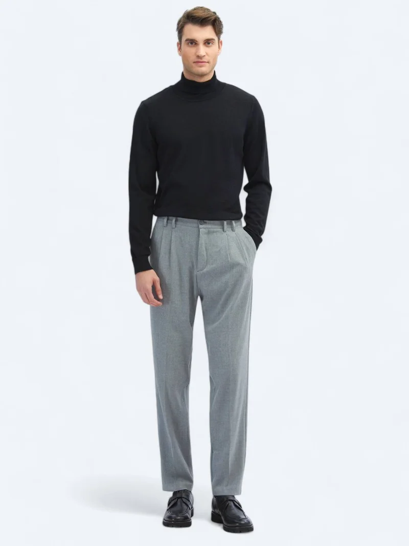 Kip Grey Weaving Carrot Fit Casual Trousers
