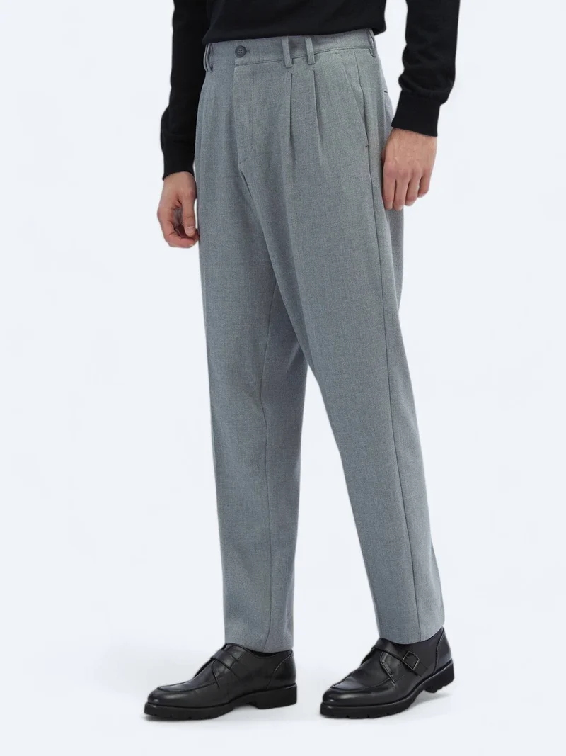 Kip Grey Weaving Carrot Fit Casual Trousers