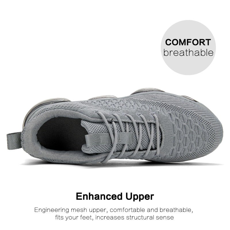 Socviis Men's Air Cushion Running Shoes Breathable Tennis Fashion Sneakers Non Slip Workout Casual Sport Shoes Gym Training Comfortable Walking Shoes Grey - Image 5