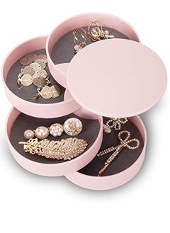 Jewelry Organizer, Small Storage Box Earring Holder for Women, 5-Layer Rotating Travel Tray Case with Lid Bracelets Rings