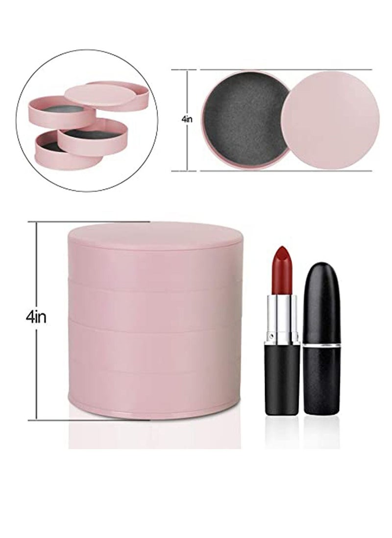 Y&D - Jewelry Organizer, Small Storage Box Earring Holder for Women, 5-Layer Rotating Travel Tray Case with Lid Bracelets Rings - Image 1